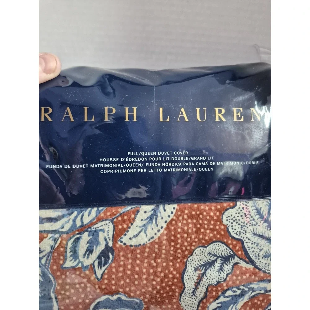 Ralph Lauren Duvet Cover Full/Queen Orange Mirabelle Floral Cotton Retired $375